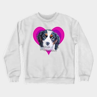 Gorgeous painting of a cavalier King Charles spaniel on a rainbow heart! Crewneck Sweatshirt